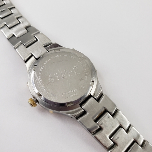 Fossil bracelet watch dress watch gold silver tone - new battery, works great! - Picture 13 of 16